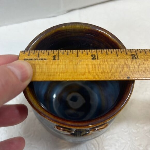 VTG Handmade Glossy Face Art Pottery Ceramic Candle Holder, Nick Knacks, etc 4" - Picture 6 of 12